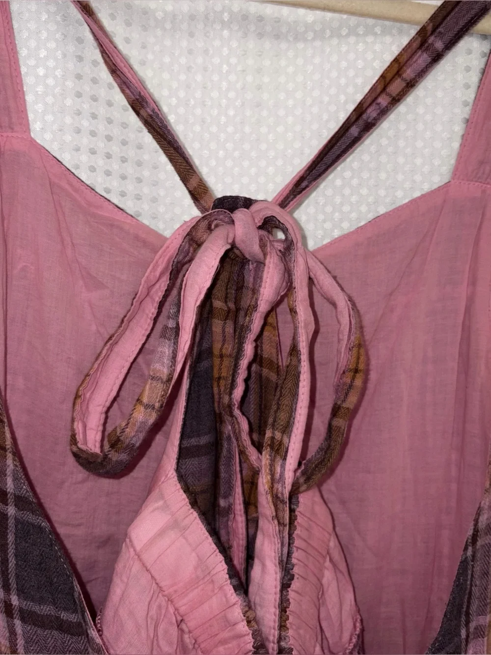 Free People x CP Shades Cyprus Plaid Overalls Size M Pink Valentine 100%cotton